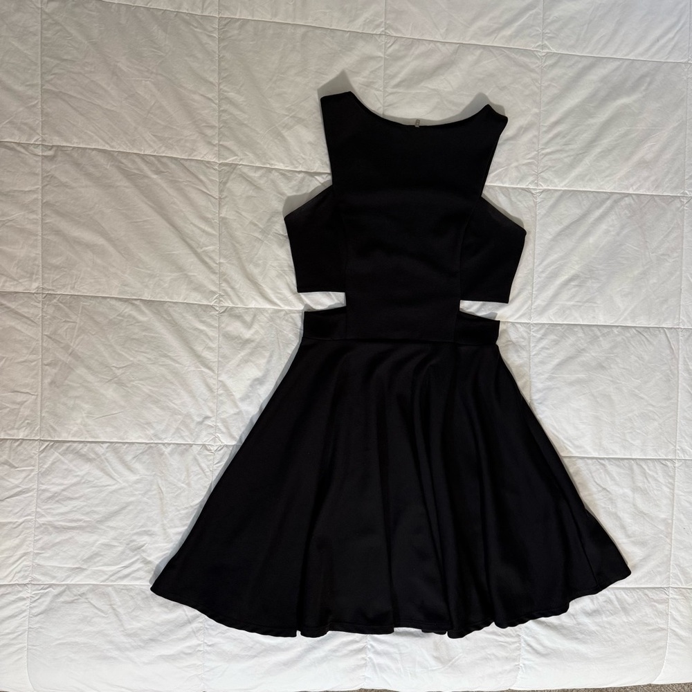 Papaya Black Fit & Flare Cutout Dress